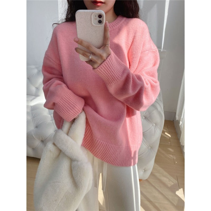 Women's Double Zipper Knit Cardigan Loose Fit Casual Sweater