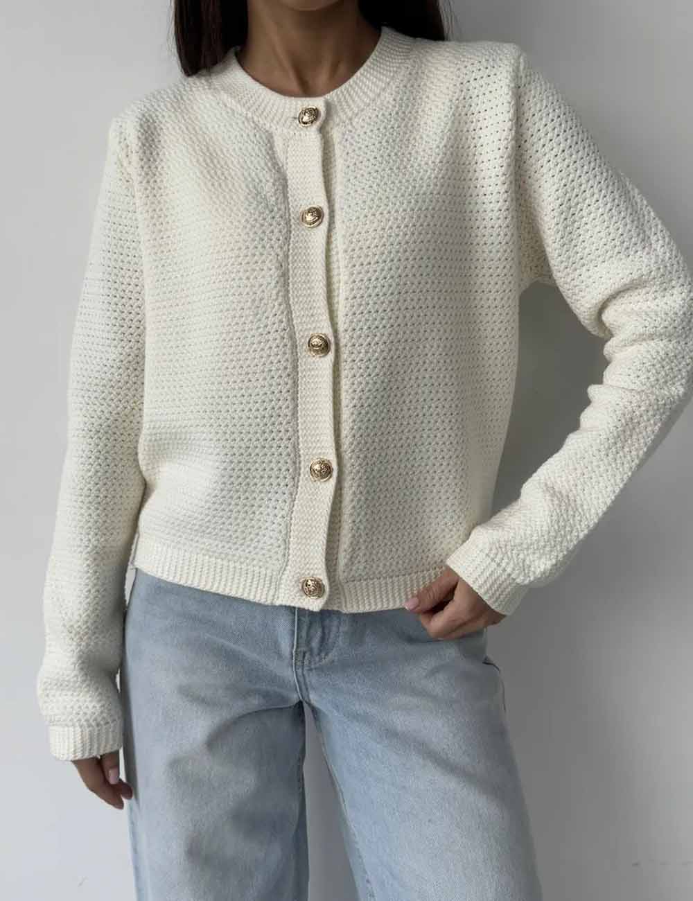 Elegant Knit Solid Color Button Down Cardigan