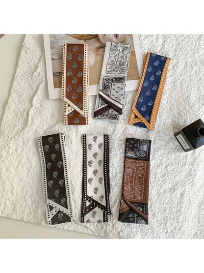Haila - 33" Vintage Paisley Slim Scarf - French Elegance