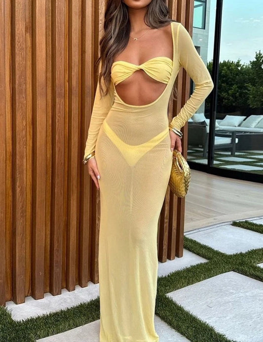 Strapless Swimwear Long Sleeves Maxi Cover