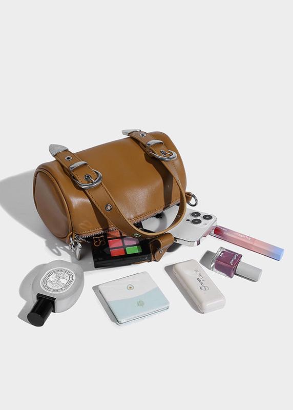 Compact Barrel Crossbody Bag In Durable PU Leather