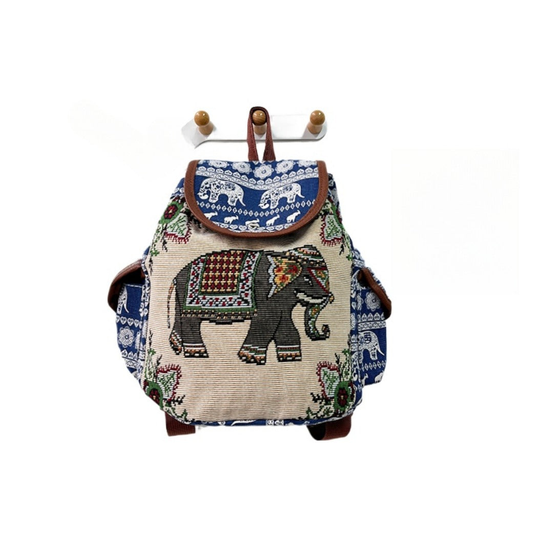 Cosbai - Vintage Elephant Embroidery Backpack - Practical &amp; Unique