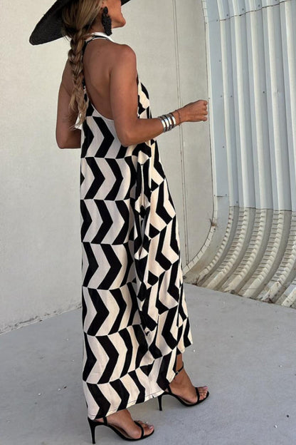MARIN NEGRO-BEIGE RAYAS, VESTIDO LARGO