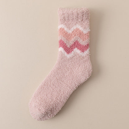 Rufia - Wavy Pattern Coral Fleece Socks