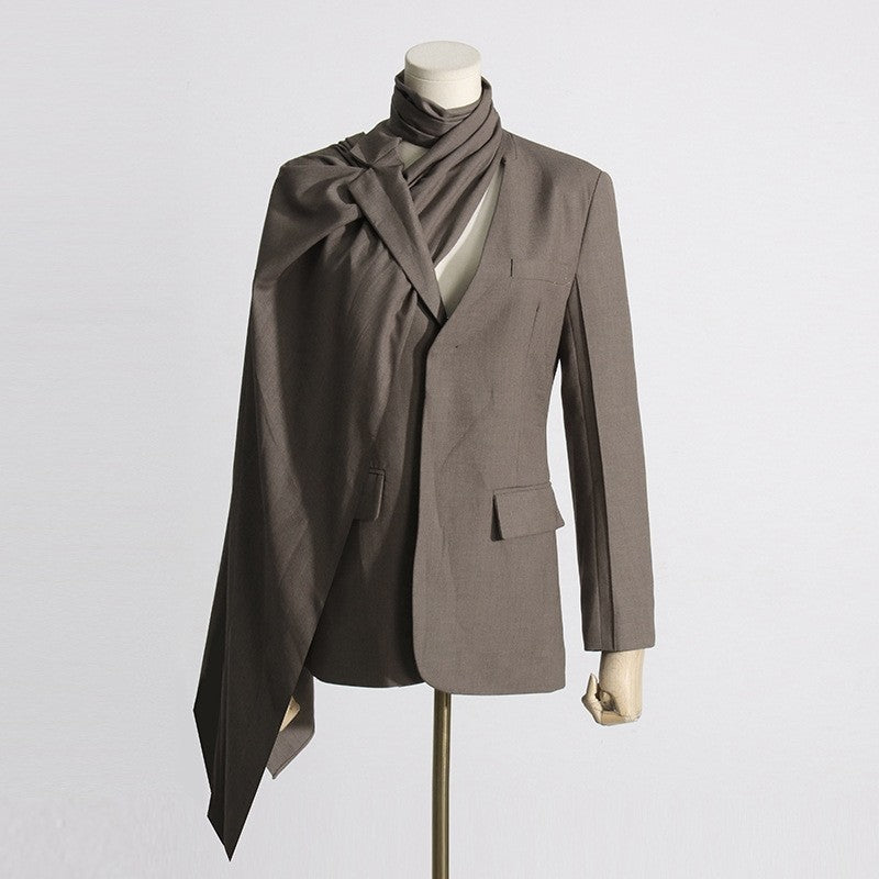 Solid Color Long Sleeve Lapel Hollow Blazer Outerwear