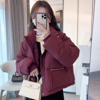 Solid Color Cotton Polyester Padded Jacket Stand Collar