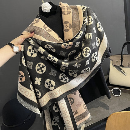 Faux Cashmere Print Fringed Scarf Warm Fashion