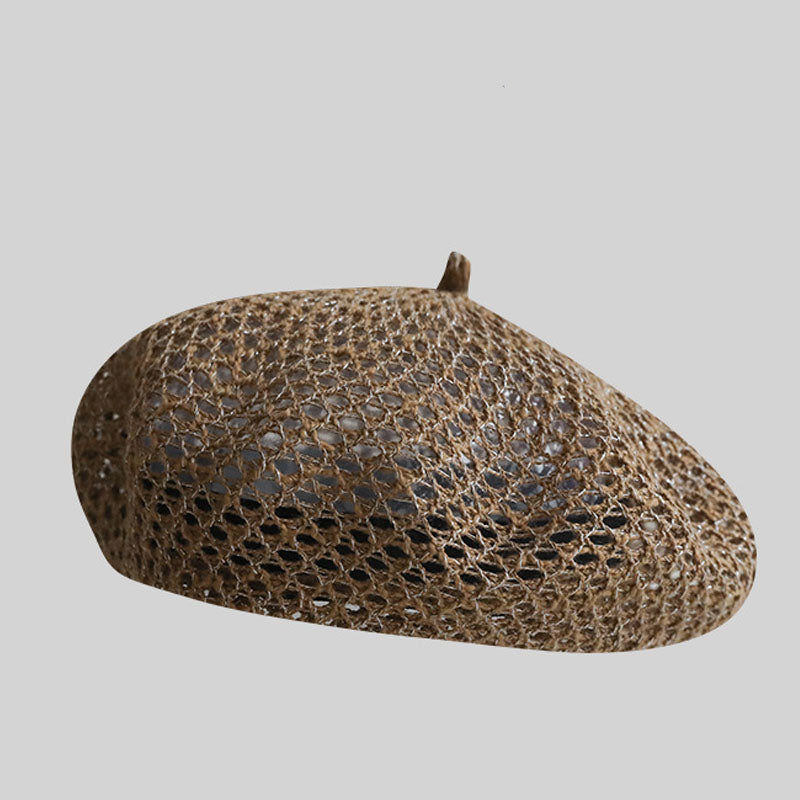 Elegant Solid Color Hollow Out Beret Hat