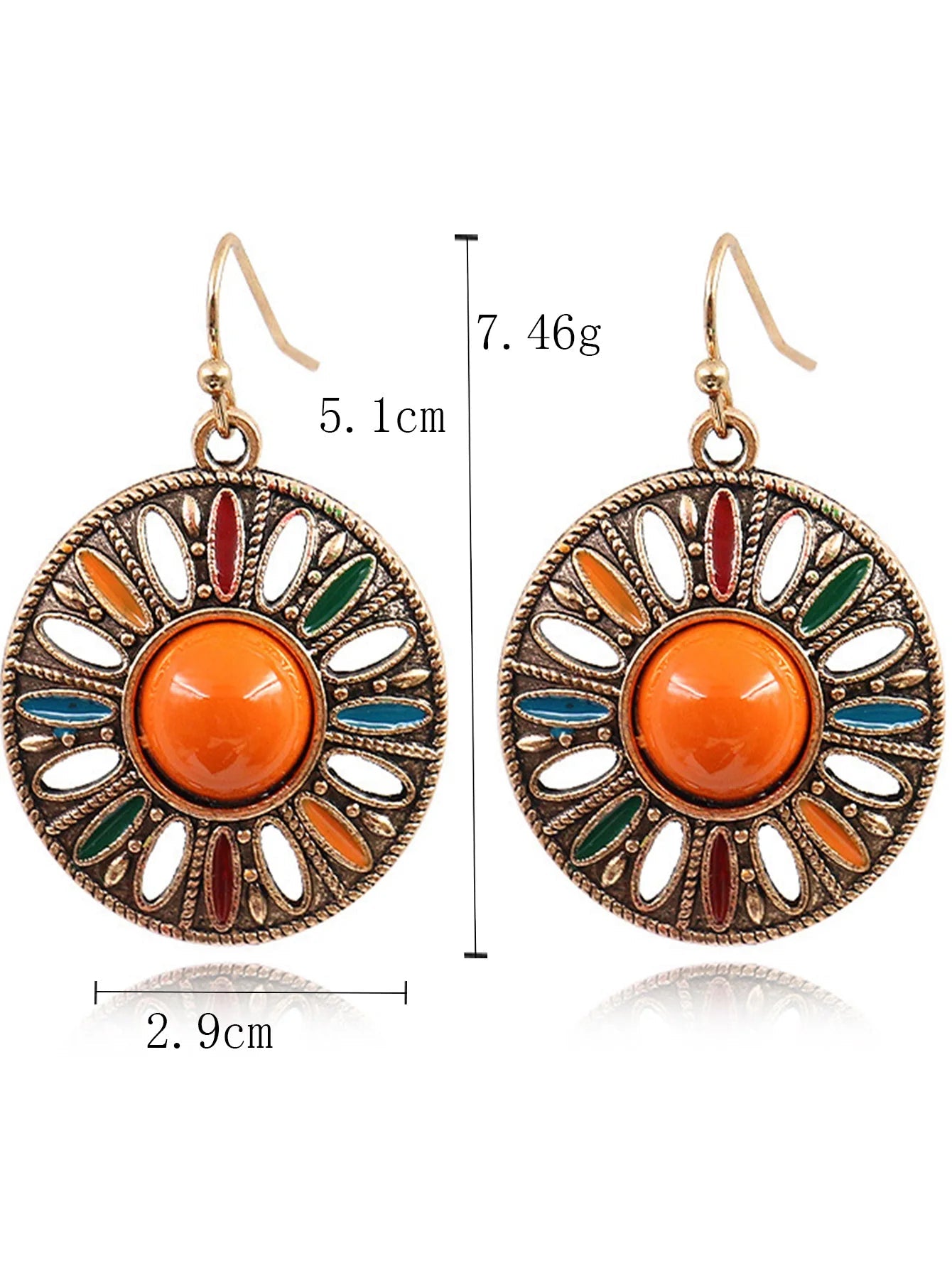 2Pcs Retro Bohemian Style Circular Geometric Women'S Earrings For Vacation And Personalized Female Accessories