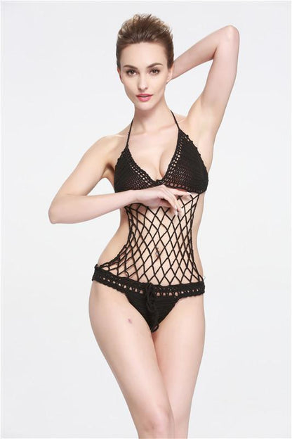 Sexy Crochet Mesh Swimsuit Suit Handmade One Piece