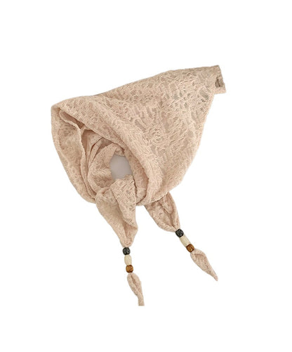 Scarvii - Korean Style Scarf Shawl with Wood Bead Trim
