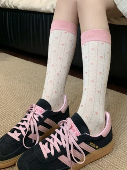 Rufia - Cute Breathable Mid-calf Socks with Polka Dot