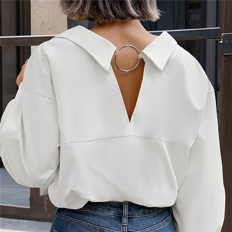 Solid Color Button Down Long Sleeve Shirt
