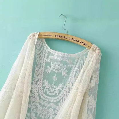 Crosa - Lace Beach Cover-Up – Sheer Swimwear Wrap &amp; Summer Cardigan