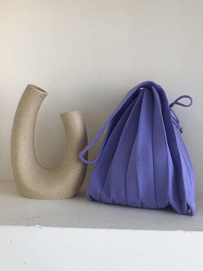 Original 6 Colors Knitting Pleated Drawstring Handbag