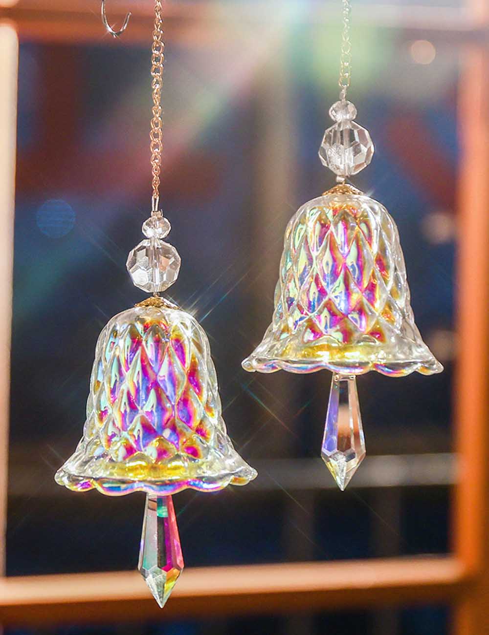 Rainbow Crystal Christmas Jingle Bell Hanging Suncatcher
