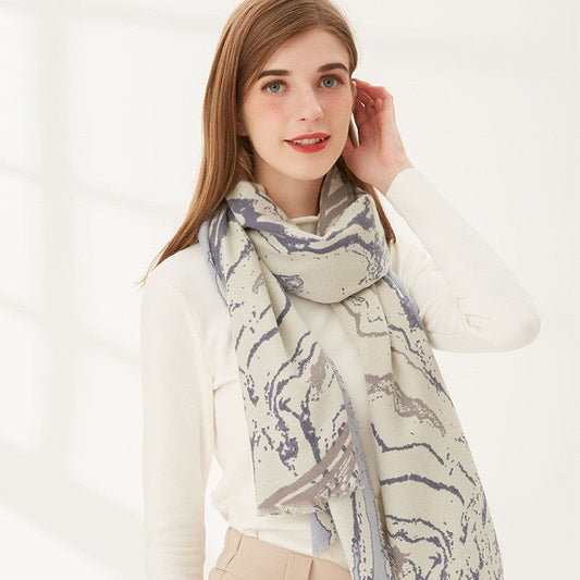 Leisure Marbled Printed Warm Scarf