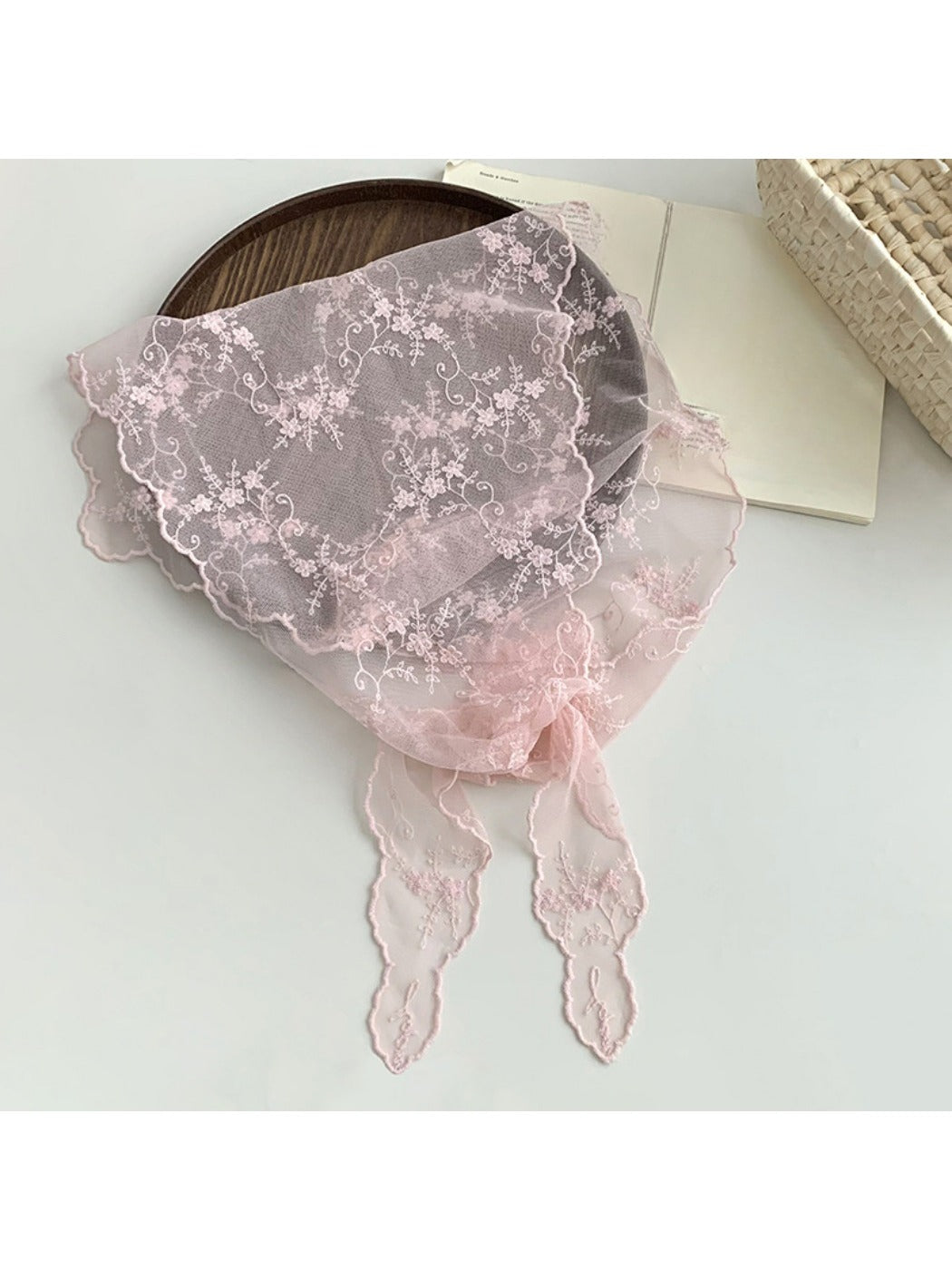 Scarvii - Sweet Lace Sheer Triangle Scarf - Feminine &amp; Delicate