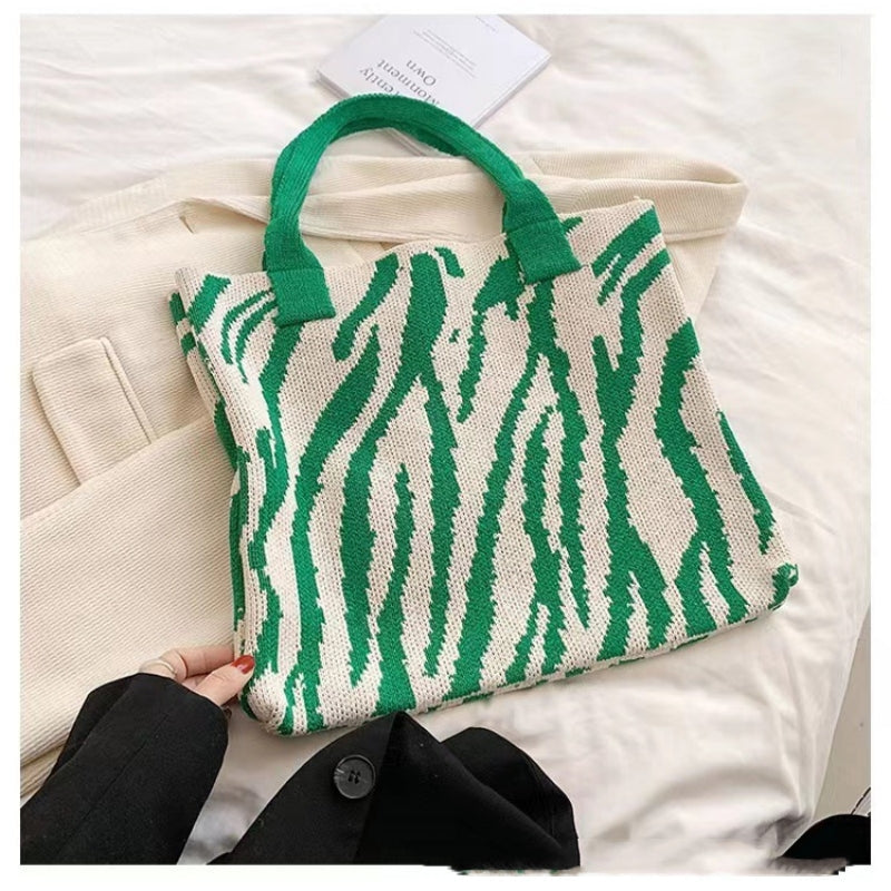 Crochet Tote Bag Shoulder Bag Striped Bag