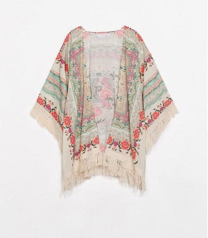 Casual Floral Loose Cardigan Summer Jacket Tops