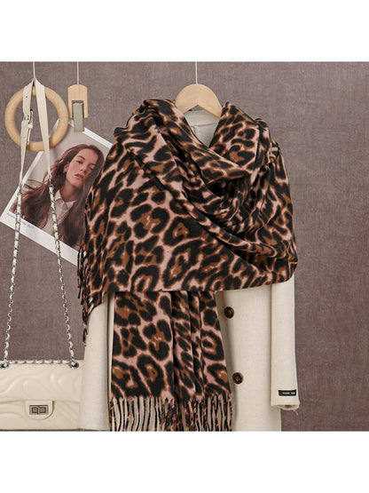 Sscarvii - Leopard Print Winter Neck Scarf