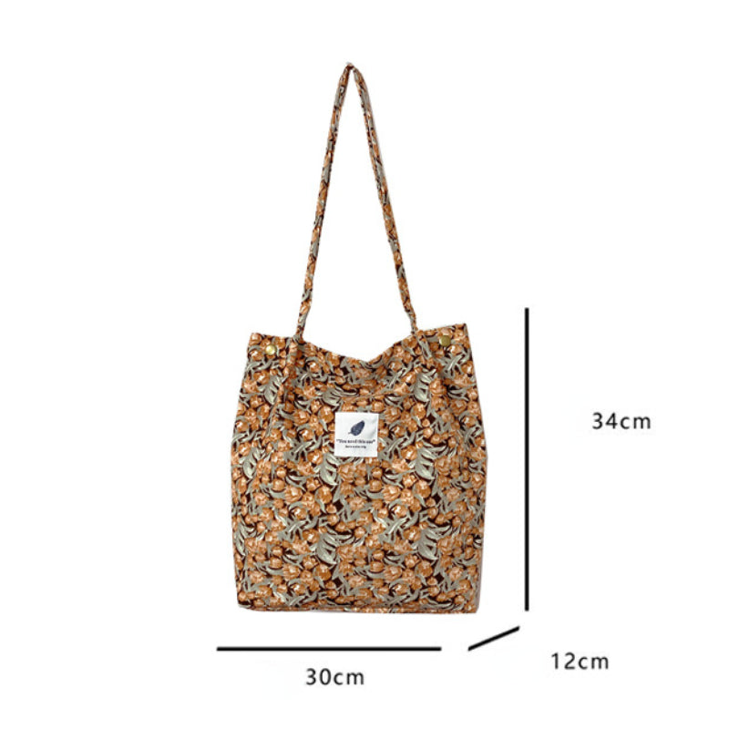 Printed Corduroy Canvas Tote Bag