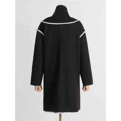 Long Sleeve Single Breasted Irregular  Casual Loose Cape Outerwear