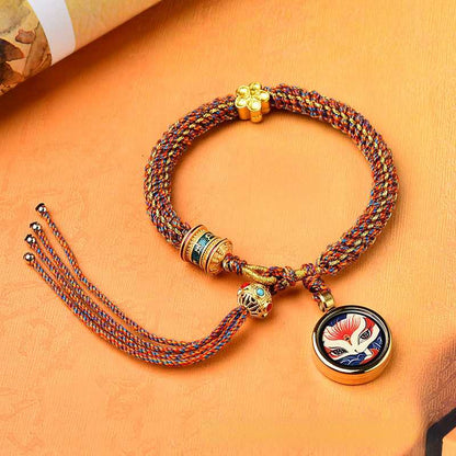 Hand-Painted Thangka Dharma Eye, God Of Wealth Eye, Tibetan Style Handwoven Bracelet