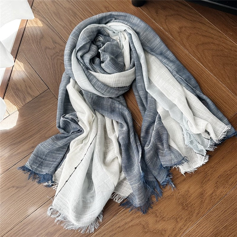 Casual Striped Fringed Thin Scarf