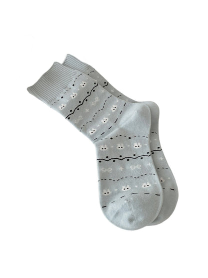 Rufia - Retro Mid-calf Socks with Hearts and Animal Prints