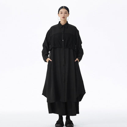 Vintage Patchwork Cotton Long Cardigan Coat