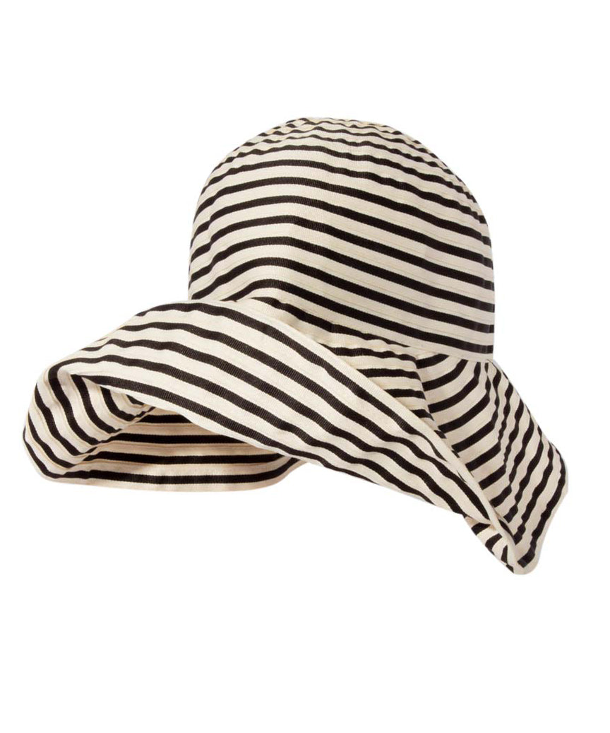 Japanese Striped Large Brim Sun Protection Bucket Hat