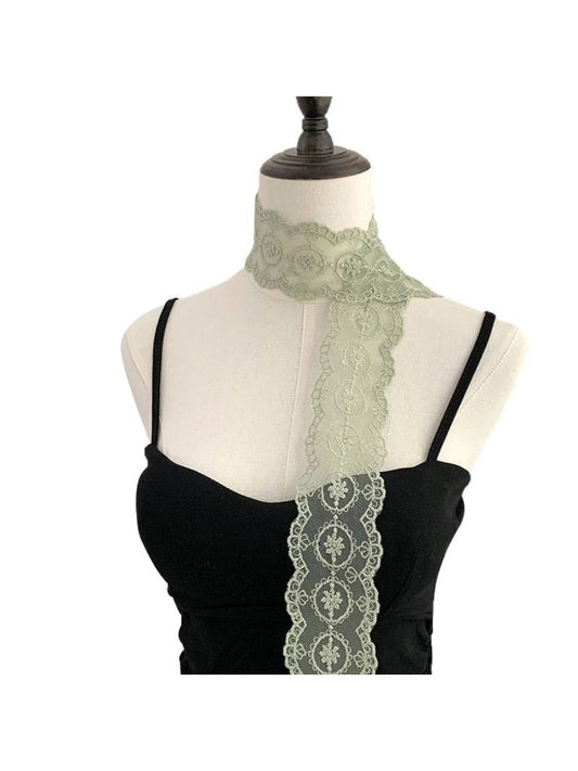 Haila - Lace Embroidered Sheer Scarf Headband - Elegant &amp; Versatile