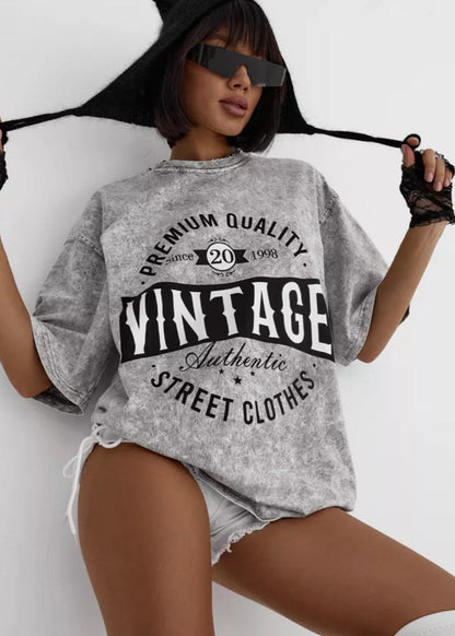 Oversized Cotton Tee With Washed Texture