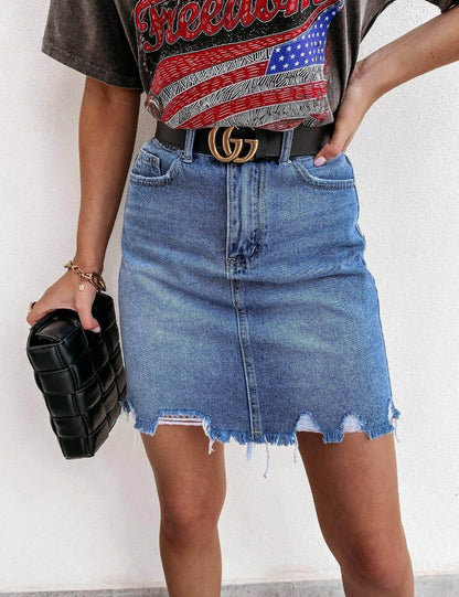 High Waist Demin Mini Skirts