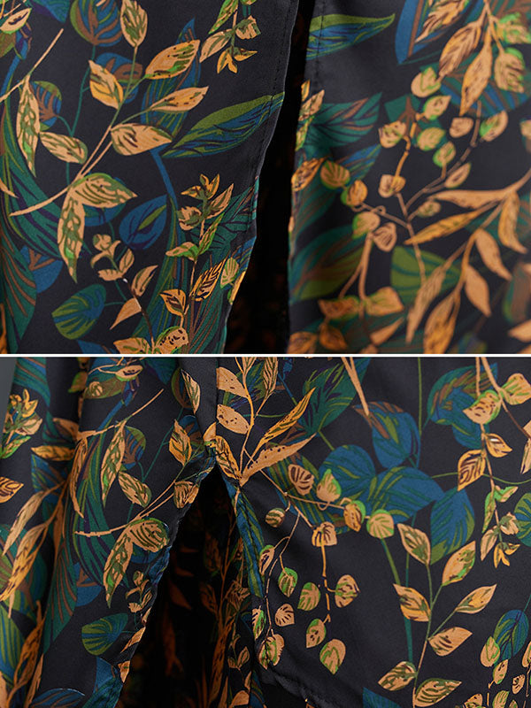 Loose Short Sleeves Printed Lapel Two Pieces Set