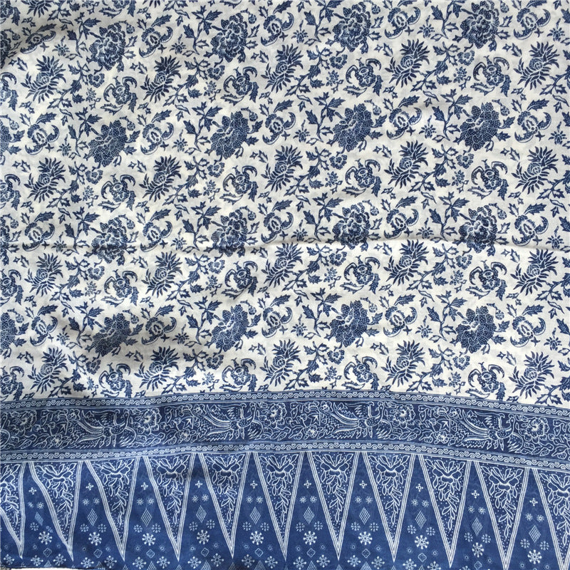 New Vintage Ethnic Silk Scarf Literature And Art Bali Yarn Blue And White Porcelain Fringe Scarf Shawl