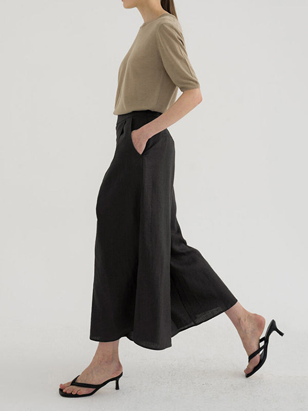 Loose Ninth Pants Solid Color Casual Pants Bottoms