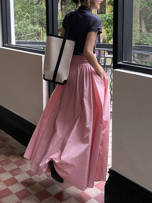 Loose Wide Leg Pleated Solid Color Pants Trousers