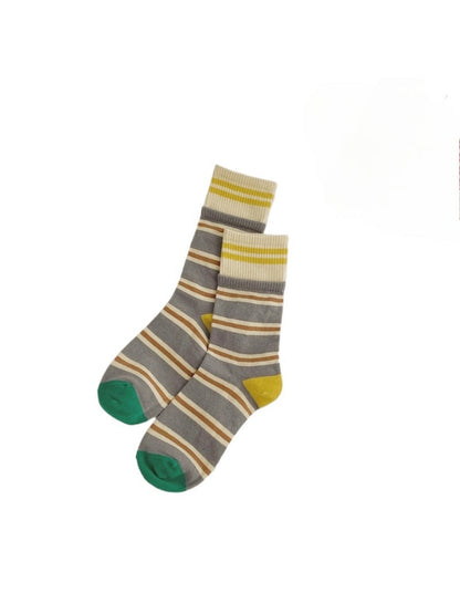 Rufia - Colorful Patchwork Stripe Mid-Calf Socks - Classic &amp; Fresh