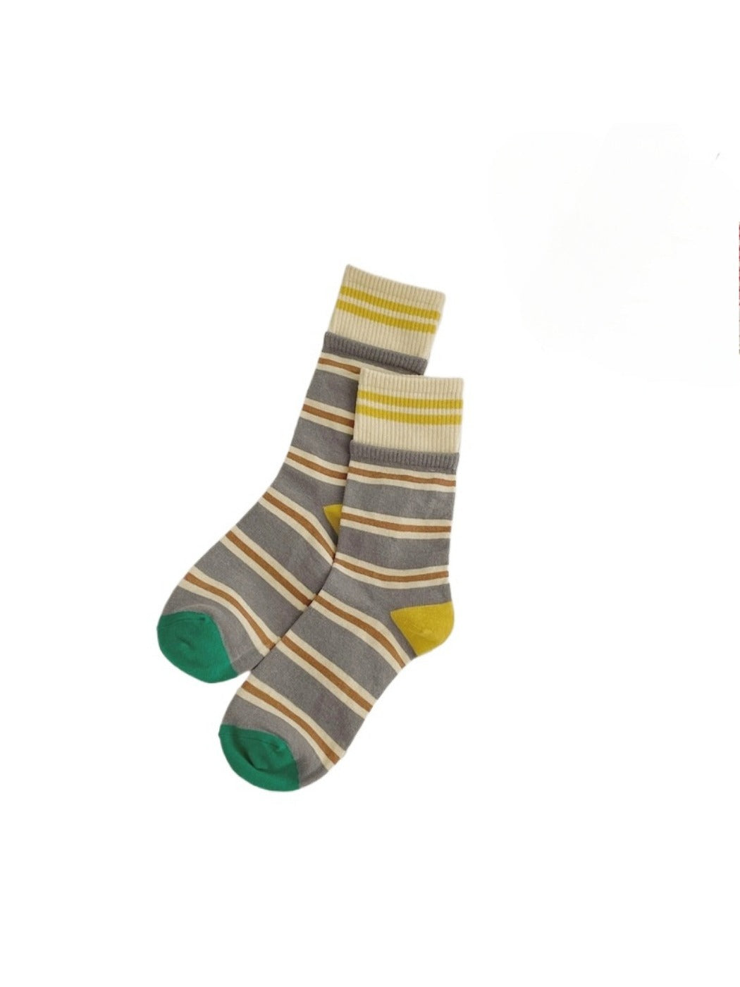 Rufia - Colorful Patchwork Stripe Mid-Calf Socks - Classic &amp; Fresh