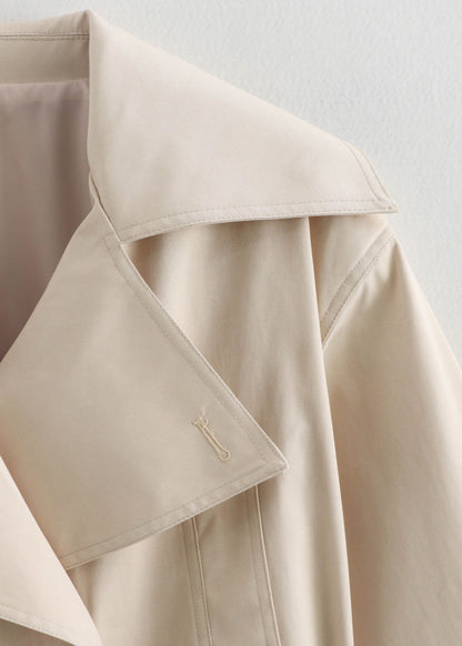 Cropped Belted Trench Jacket Polyester Matte Finish
