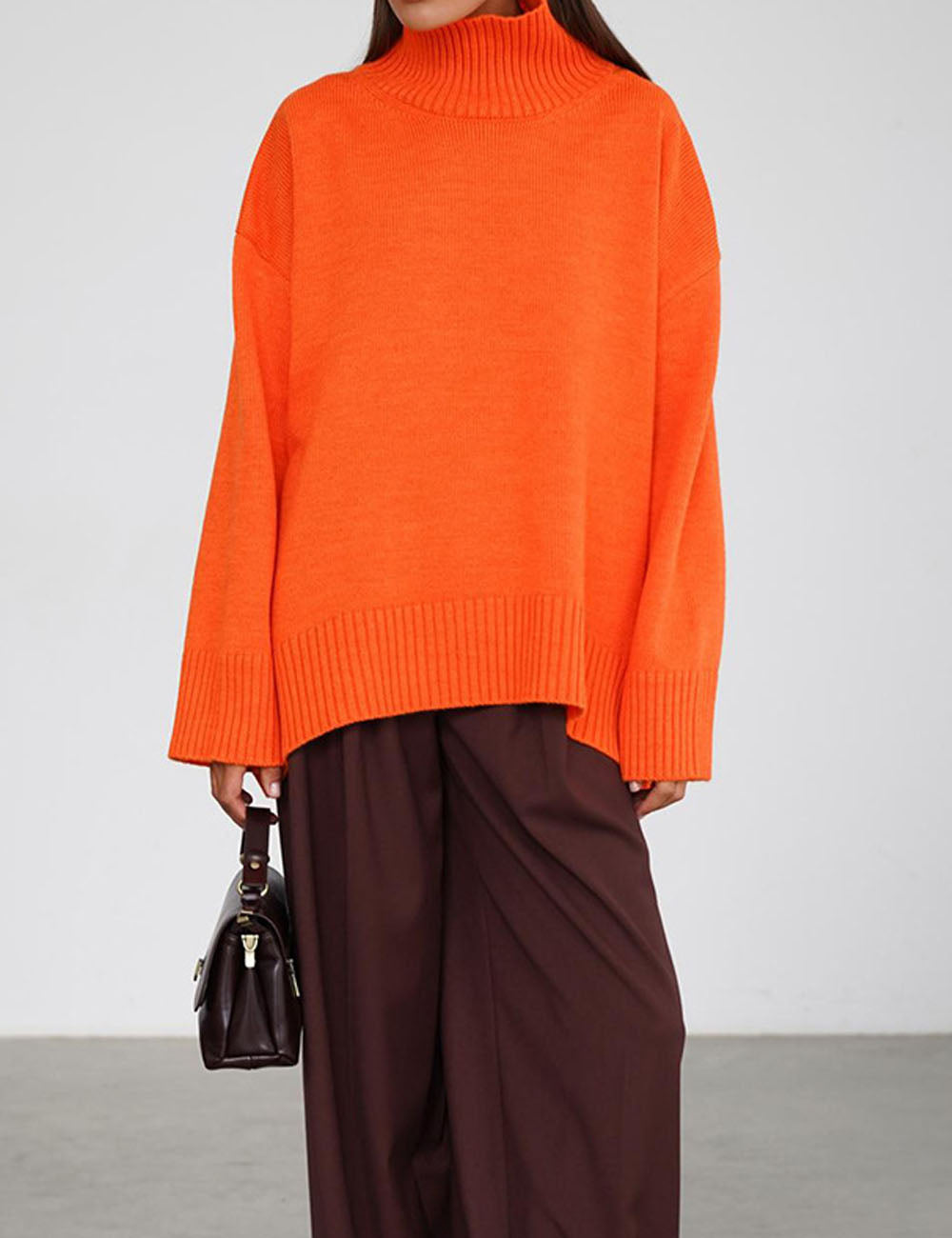 Winter High Neck Solid Color Knit Sweater