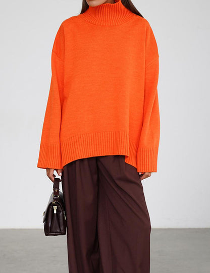 Winter High Neck Solid Color Knit Sweater