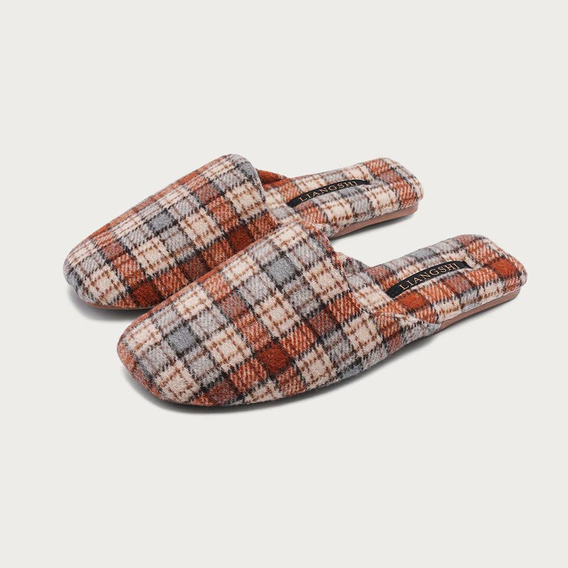 Plaid Color Block Soft Simple Slippers