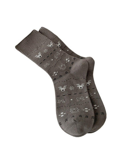 Rufia - Retro Mid-calf Socks with Hearts and Animal Prints