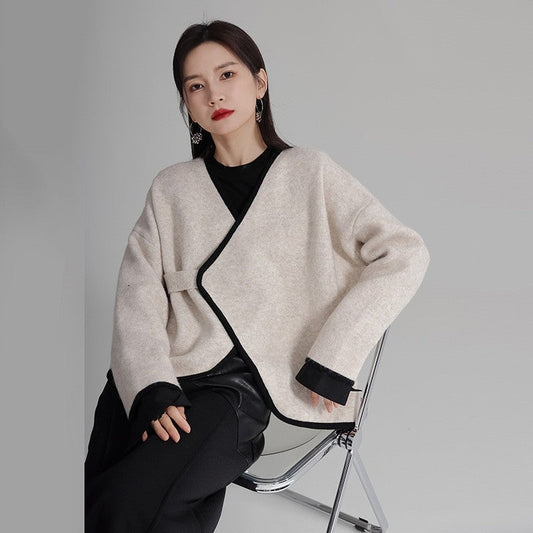 Lace-Up Sweater Coat
