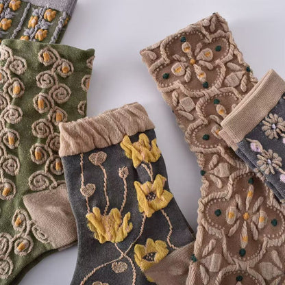 Rufia - Floral Knit Socks - Vintage &amp; Stretchy