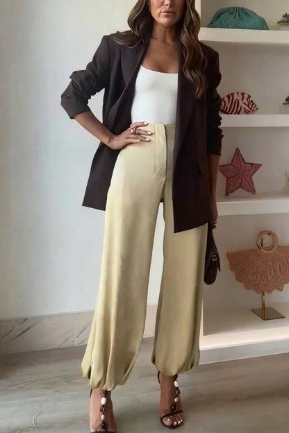 City Phantom Button Up Long Sleeve Lapel Loose Blazer