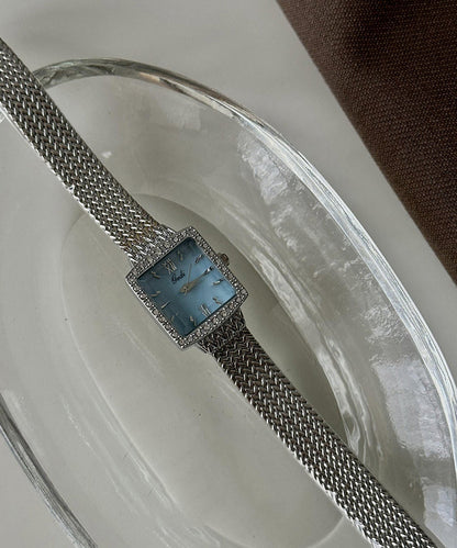 Chic Baby Blue Stainless Steel Waterproof Chain Watches